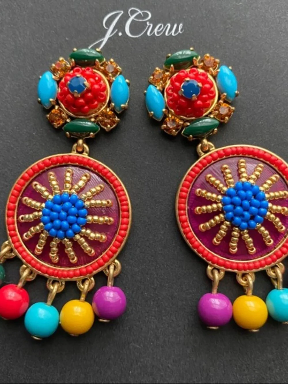 J.Crew Beaded drop earrings-AQ504-MULTI COLOR-NEW